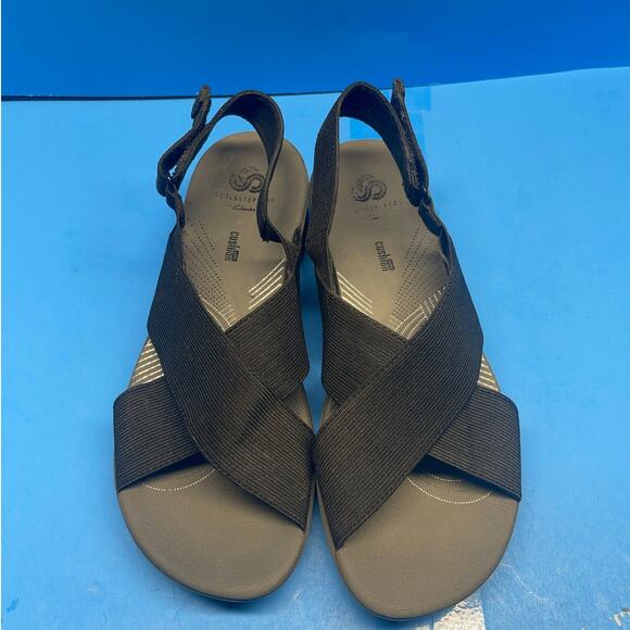 Clarks Black Aria Kaydin Sandals Cloudsteppers Stappy Comfort Women's size 7 - Picture 7 of 9